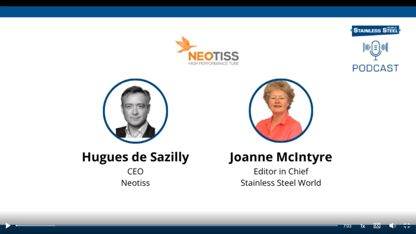 NEOTISS featured on the Stainless Steel World Podcast